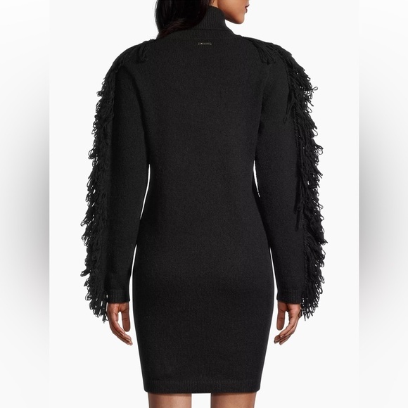 NWT Milly Rowe Fringe Sleeve Sweater Dress Mini Bodycon Turtleneck Sz P - Picture 2 of 14